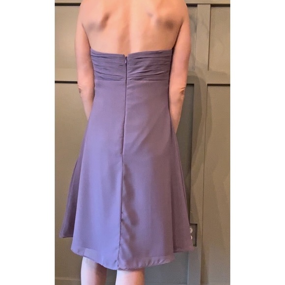 BILL Levkoff Chiffon Strapless Sweetheart Cocktail Length Bridesmaid Dress 8 - Picture 3 of 8